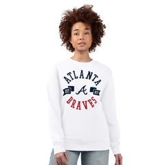 Atlanta Braves G-III 4Her by Carl Banks Women's Team Logo Fleece Pullover Sweatshirt - White