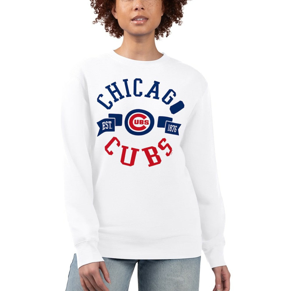 Chicago Cubs G-III 4Her by Carl Banks Women's Team Logo Fleece Pullover Sweatshirt - White