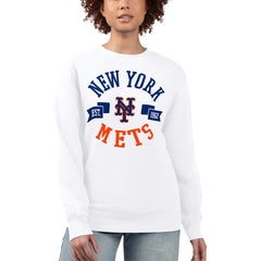 New York Mets G-III 4Her by Carl Banks Women's Team Logo Fleece Pullover Sweatshirt - White