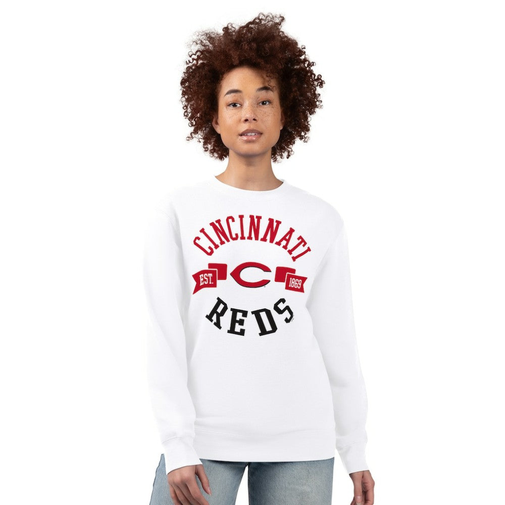 Cincinnati Reds G-III 4Her by Carl Banks Women's Team Logo Fleece Pullover Sweatshirt - White