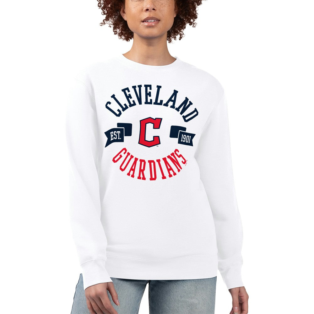 Cleveland Guardians G-III 4Her by Carl Banks Women's Team Logo Fleece Pullover Sweatshirt - White