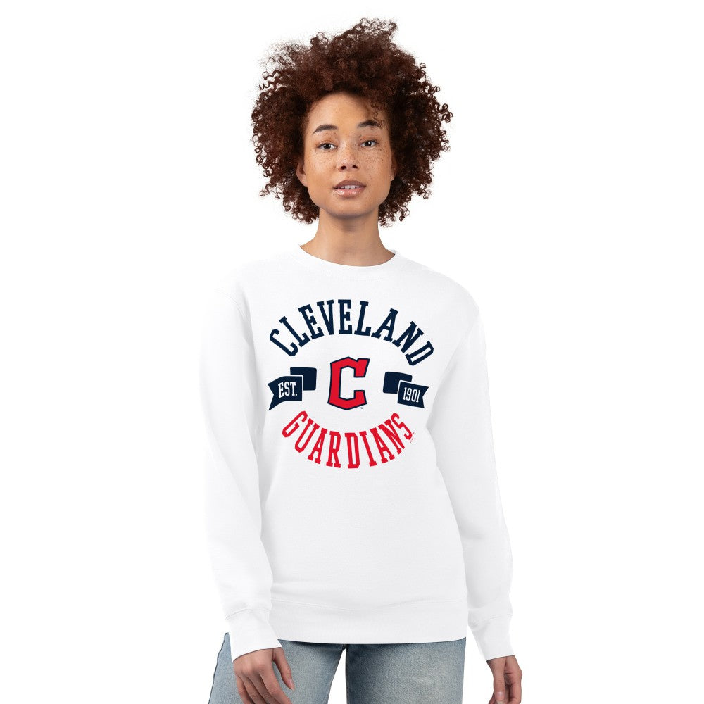 Cleveland Guardians G-III 4Her by Carl Banks Women's Team Logo Fleece Pullover Sweatshirt - White