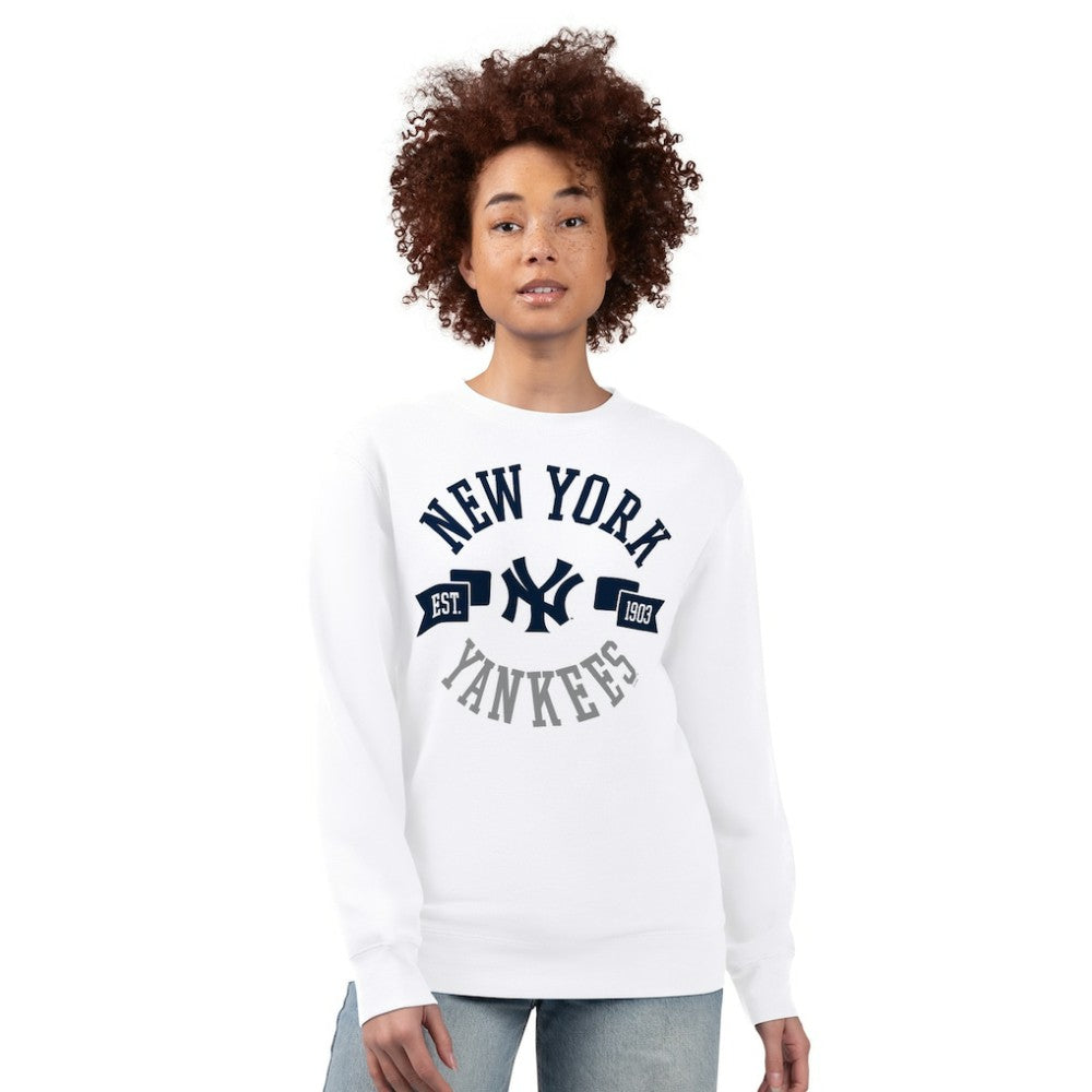 New York Yankees G-III 4Her by Carl Banks Women's Team Logo Fleece Pullover Sweatshirt - White