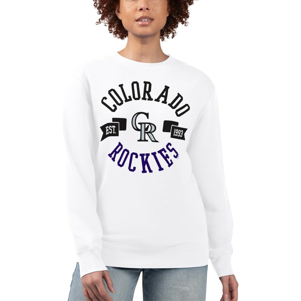 Colorado Rockies G-III 4Her by Carl Banks Women's Team Logo Fleece Pullover Sweatshirt - White