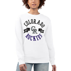 Colorado Rockies G-III 4Her by Carl Banks Women's Team Logo Fleece Pullover Sweatshirt - White