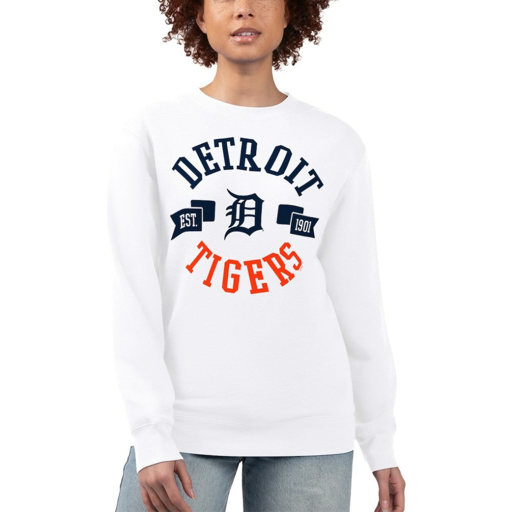 Detroit Tigers G-III 4Her by Carl Banks Women's Team Logo Fleece Pullover Sweatshirt - White