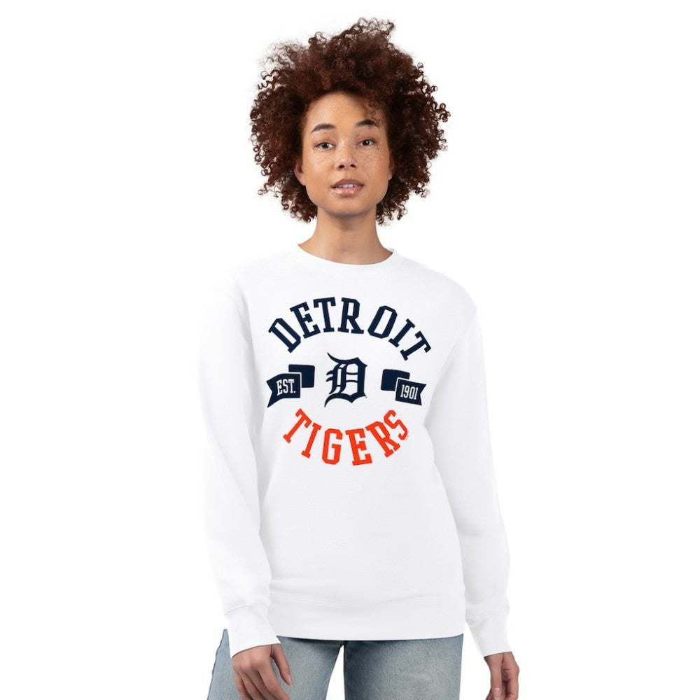 Detroit Tigers G-III 4Her by Carl Banks Women's Team Logo Fleece Pullover Sweatshirt - White