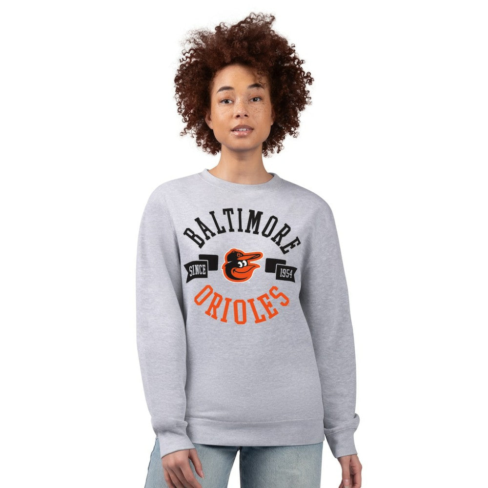 Baltimore Orioles G-III 4Her by Carl Banks Women's Team Logo Fleece Pullover Sweatshirt - Heather Gray