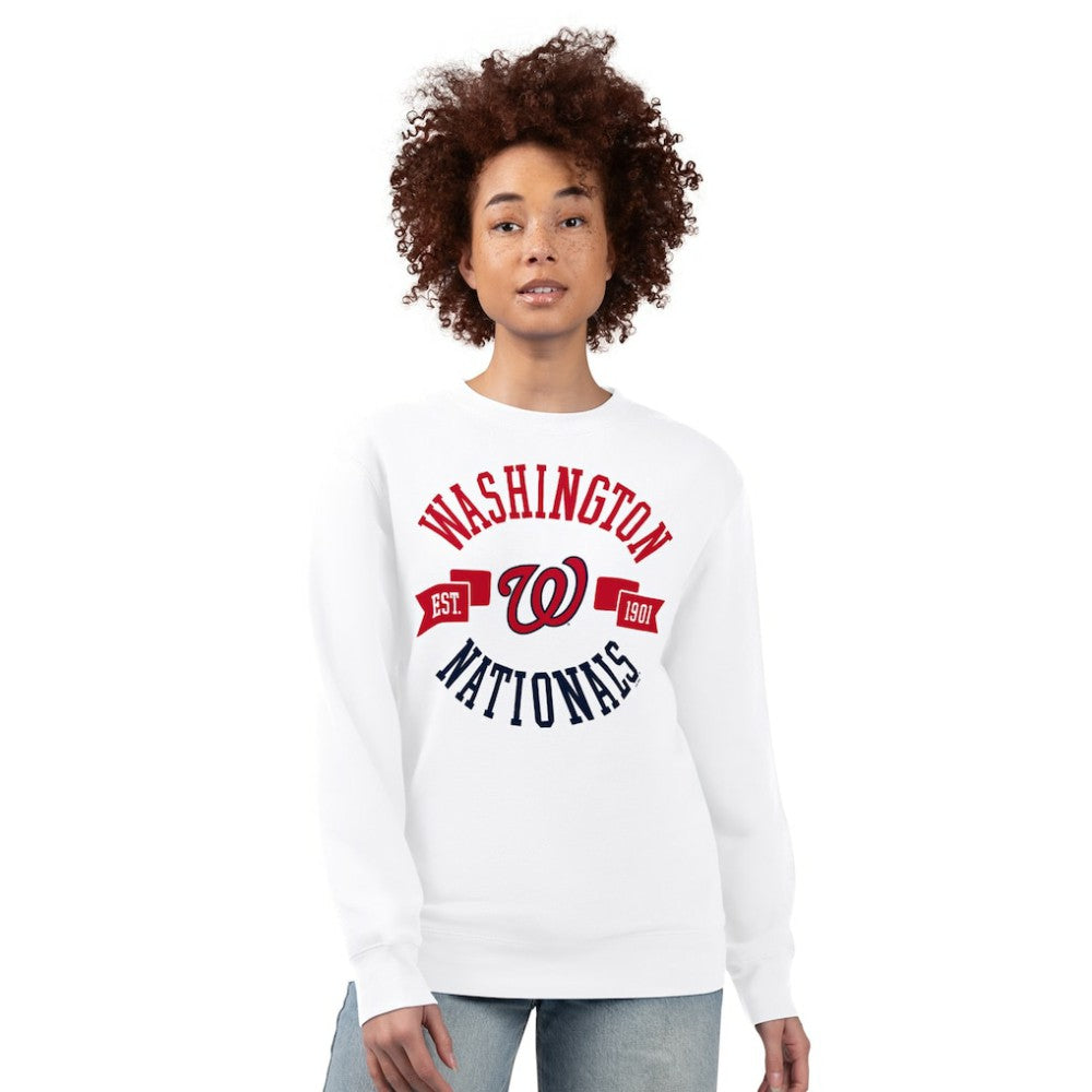 Washington Nationals G-III 4Her by Carl Banks Women's Team Logo Fleece Pullover Sweatshirt - White