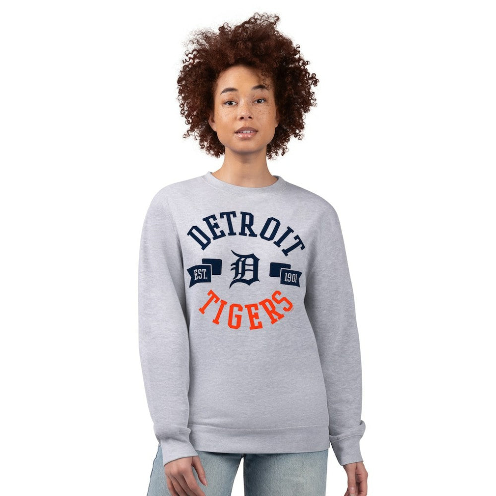 Detroit Tigers G-III 4Her by Carl Banks Women's Team Logo Fleece Pullover Sweatshirt - Heather Gray