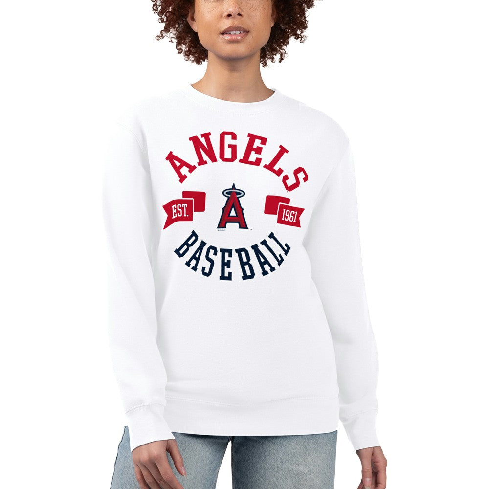 Los Angeles Angels G-III 4Her by Carl Banks Women's Team Logo Fleece Pullover Sweatshirt - White