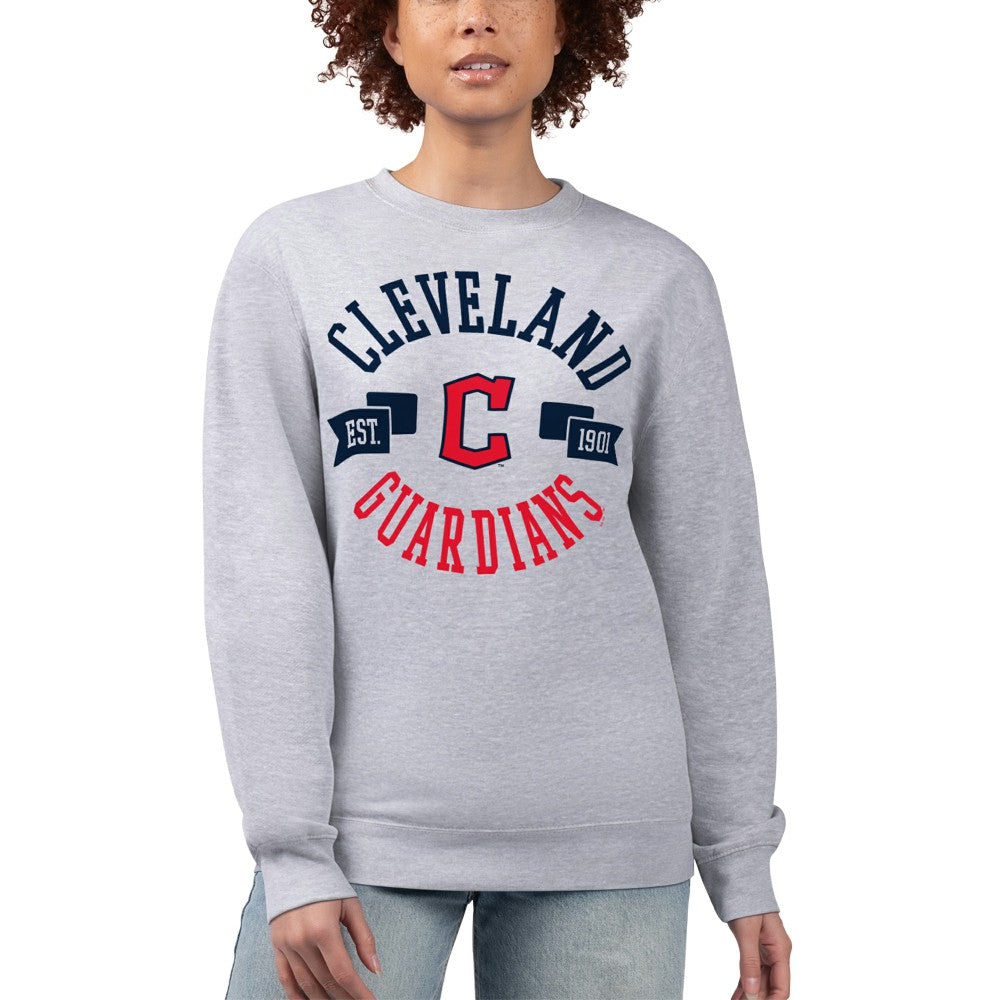 Cleveland Guardians G-III 4Her by Carl Banks Women's Team Logo Fleece Pullover Sweatshirt - Heather Gray