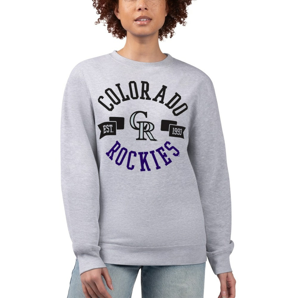 Colorado Rockies G-III 4Her by Carl Banks Women's Team Logo Fleece Pullover Sweatshirt - Heather Gray