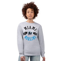 Miami Marlins G-III 4Her by Carl Banks Women's Team Logo Fleece Pullover Sweatshirt - Heather Gray