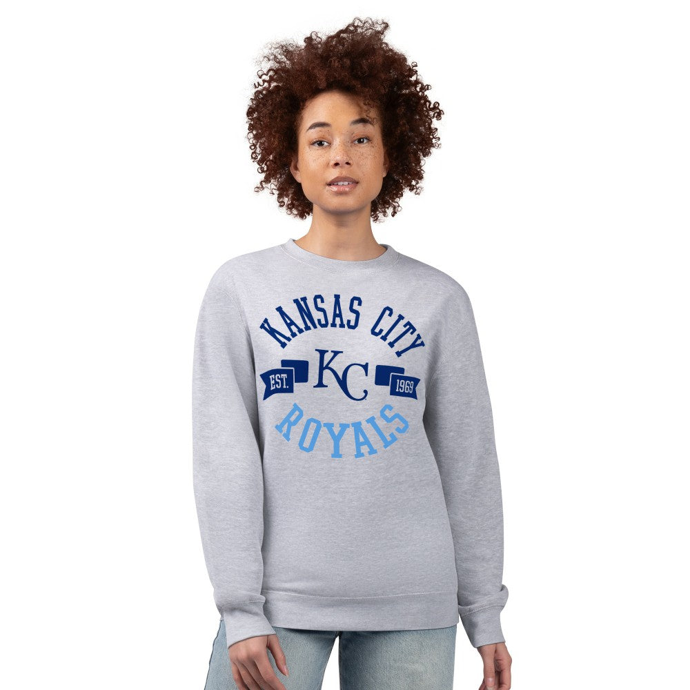 Kansas City Royals G-III 4Her by Carl Banks Women's Team Logo Fleece Pullover Sweatshirt - Heather Gray