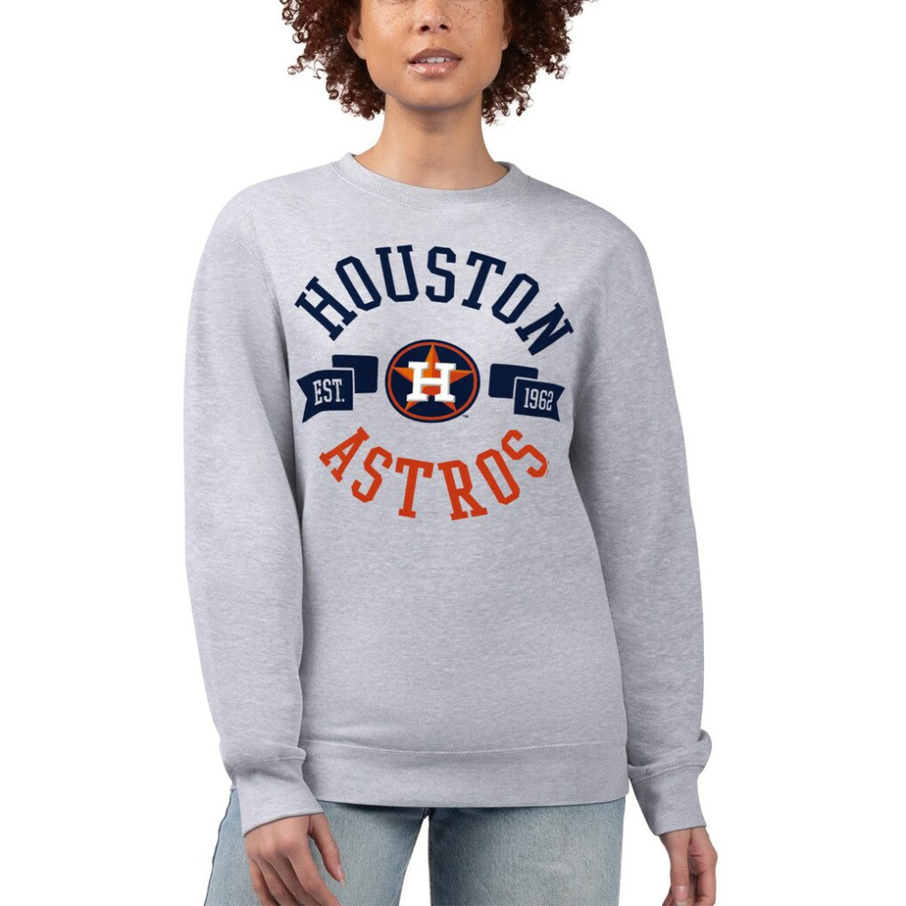 Houston Astros G-III 4Her by Carl Banks Women's Team Logo Fleece Pullover Sweatshirt - Heather Gray