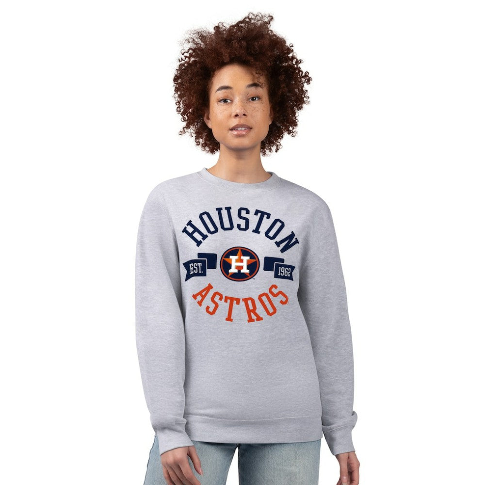 Houston Astros G-III 4Her by Carl Banks Women's Team Logo Fleece Pullover Sweatshirt - Heather Gray