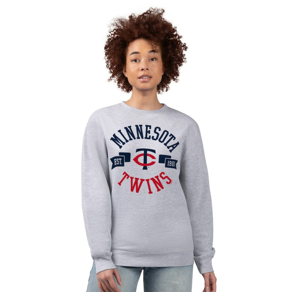 Minnesota Twins G-III 4Her by Carl Banks Women's Team Logo Fleece Pullover Sweatshirt - Heather Gray