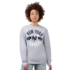 New York Yankees G-III 4Her by Carl Banks Women's Team Logo Fleece Pullover Sweatshirt - Heather Gray