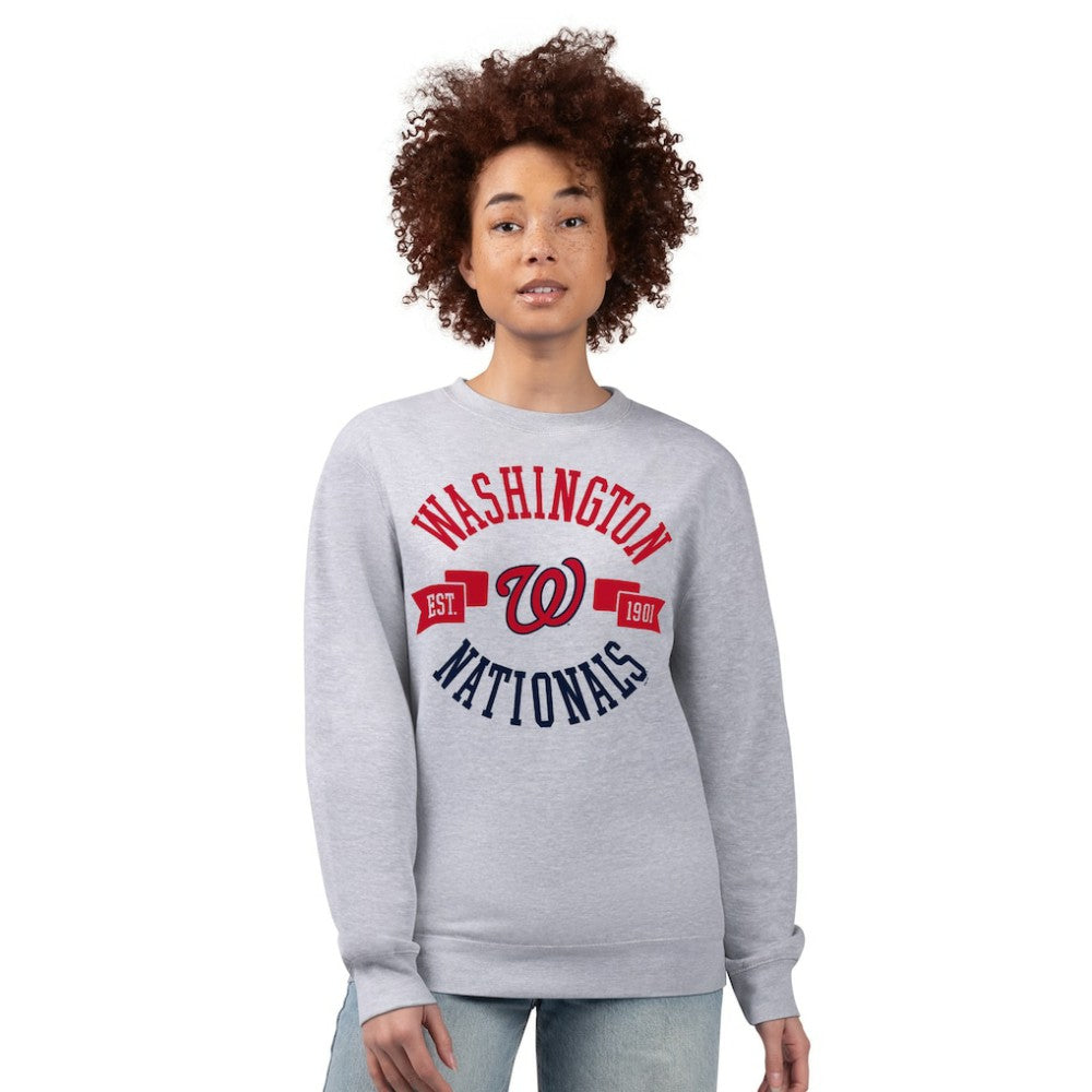 Washington Nationals G-III 4Her by Carl Banks Women's Team Logo Fleece Pullover Sweatshirt - Heather Gray