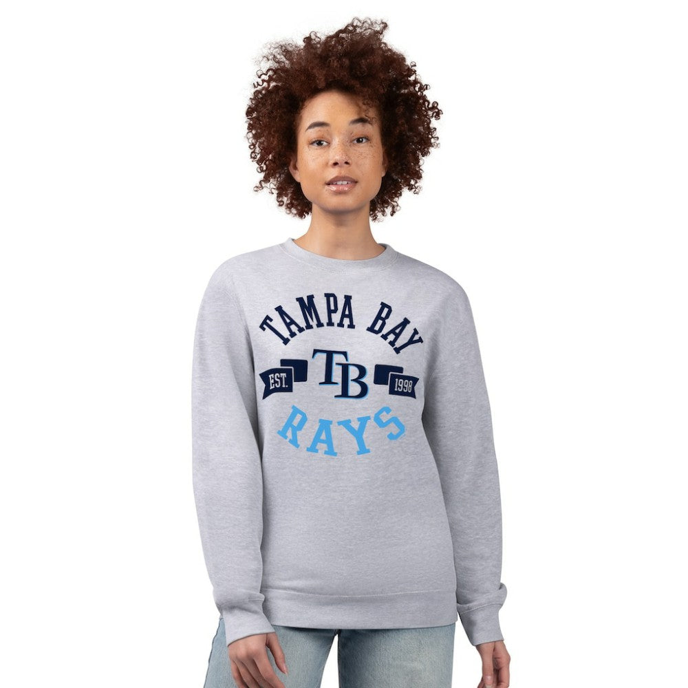 Tampa Bay Rays G-III 4Her by Carl Banks Women's Team Logo Fleece Pullover Sweatshirt - Heather Gray