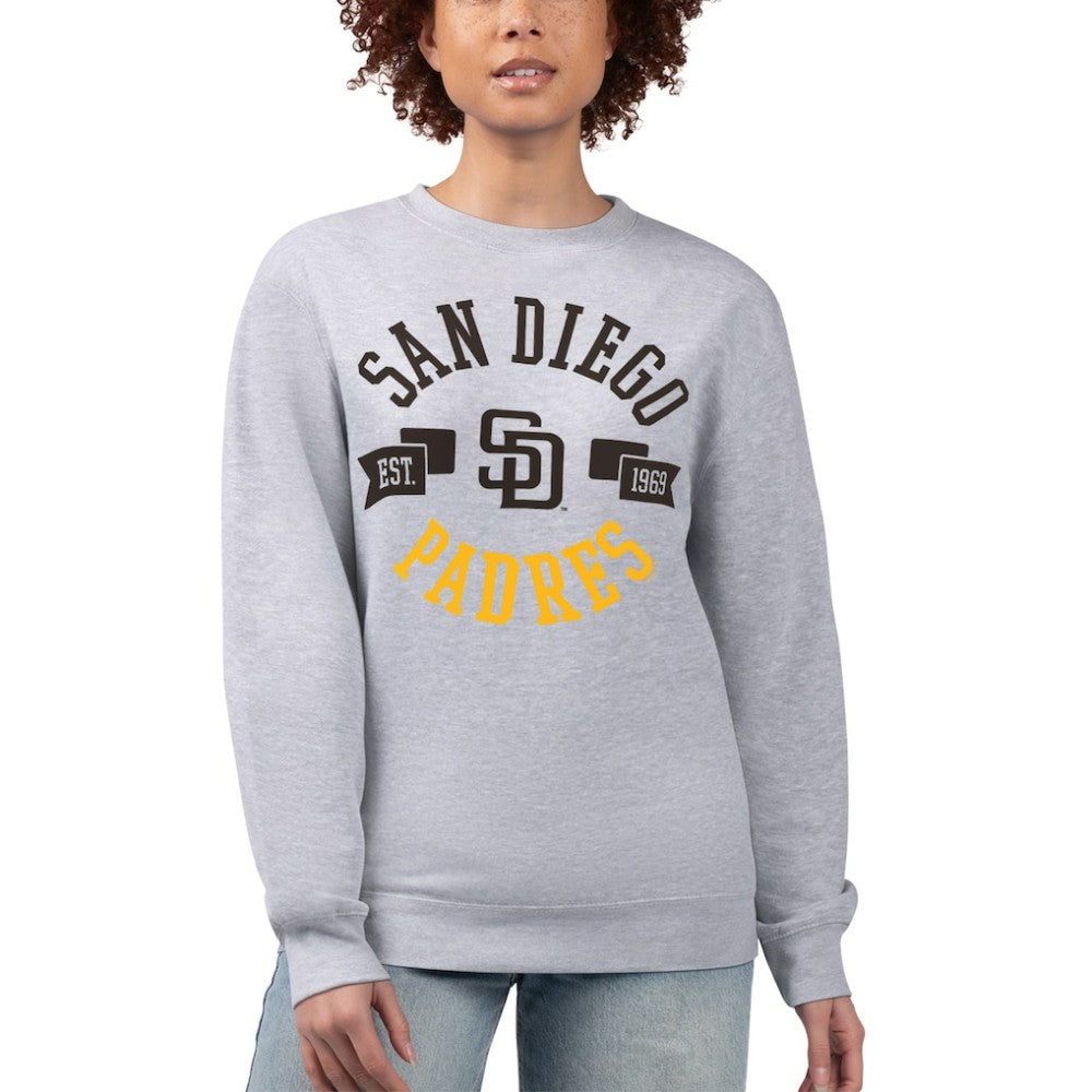 San Diego Padres G-III 4Her by Carl Banks Women's Team Logo Fleece Pullover Sweatshirt - Heather Gray