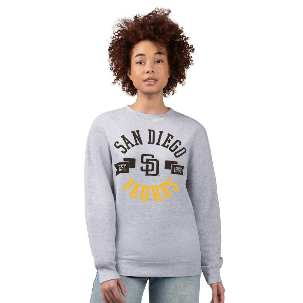 San Diego Padres G-III 4Her by Carl Banks Women's Team Logo Fleece Pullover Sweatshirt - Heather Gray