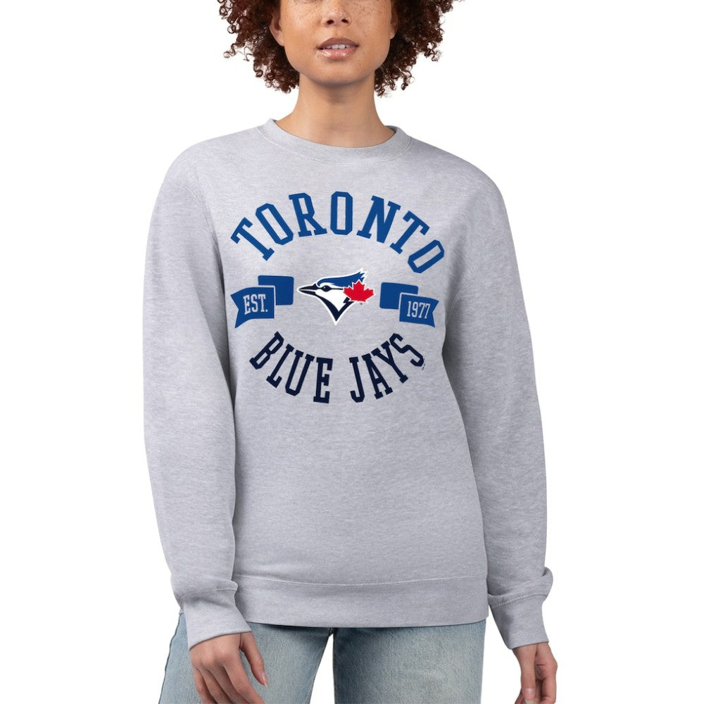 Toronto Blue Jays G-III 4Her by Carl Banks Women's Team Logo Fleece Pullover Sweatshirt - Heather Gray