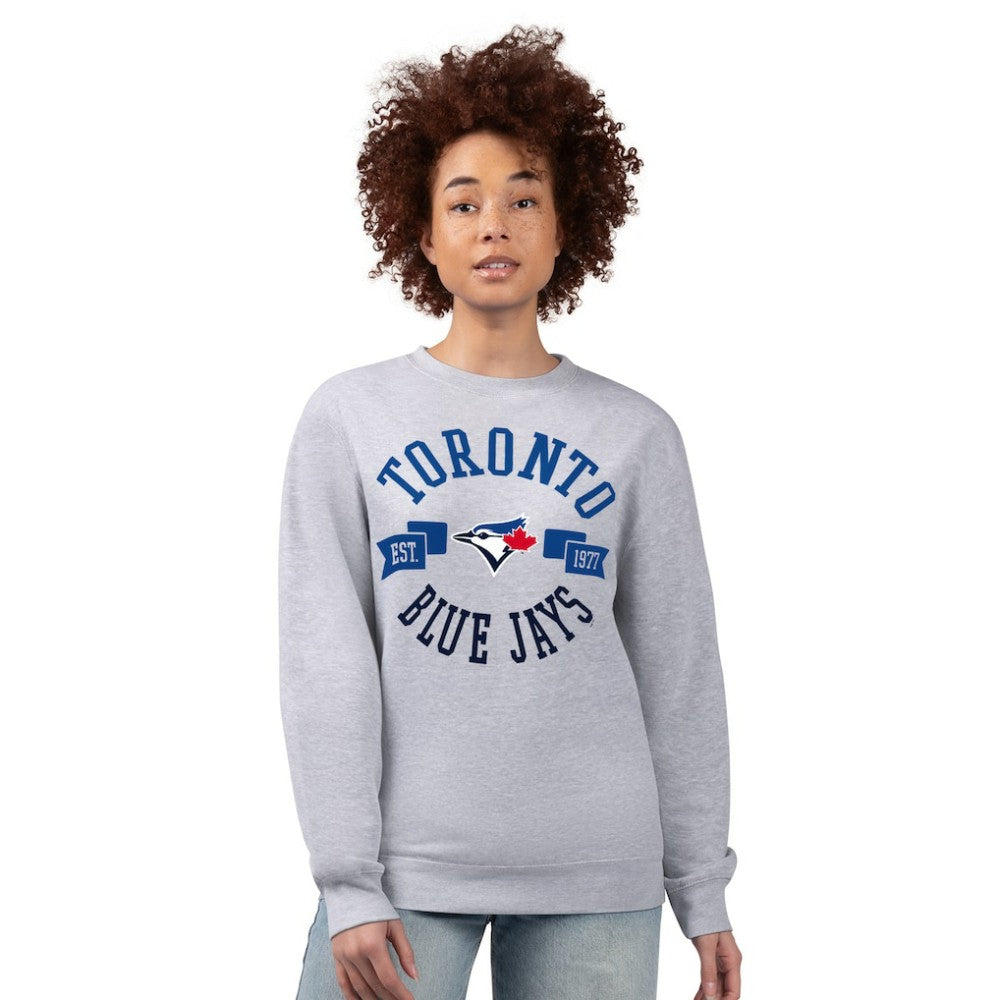 Toronto Blue Jays G-III 4Her by Carl Banks Women's Team Logo Fleece Pullover Sweatshirt - Heather Gray