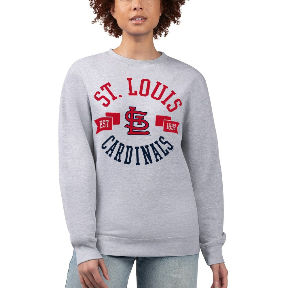 St. Louis Cardinals G-III 4Her by Carl Banks Women's Team Logo Fleece Pullover Sweatshirt - Heather Gray