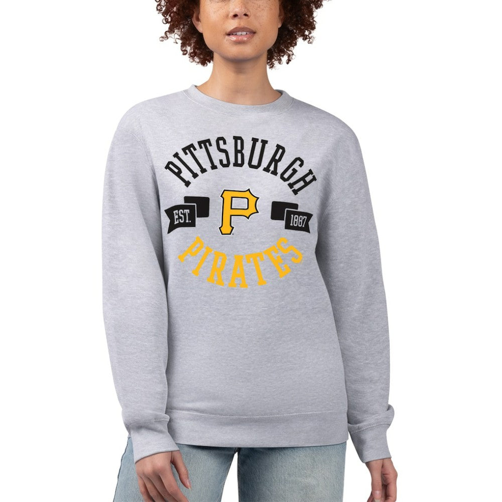 Pittsburgh Pirates G-III 4Her by Carl Banks Women's Team Logo Fleece Pullover Sweatshirt - Heather Gray