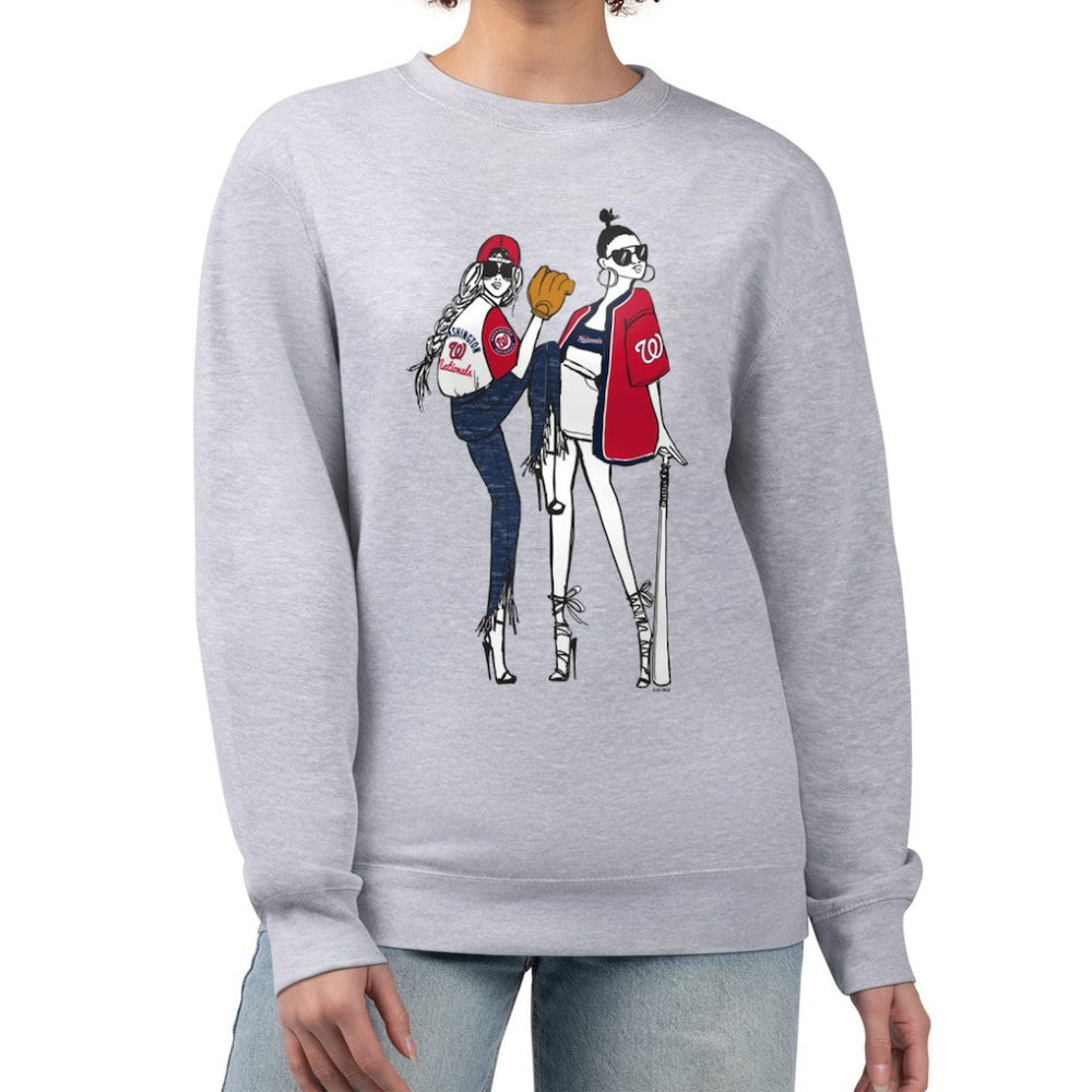 Washington Nationals G-III 4Her by Carl Banks Women's Baseball Girls Fleece Pullover Sweatshirt - Heather Gray