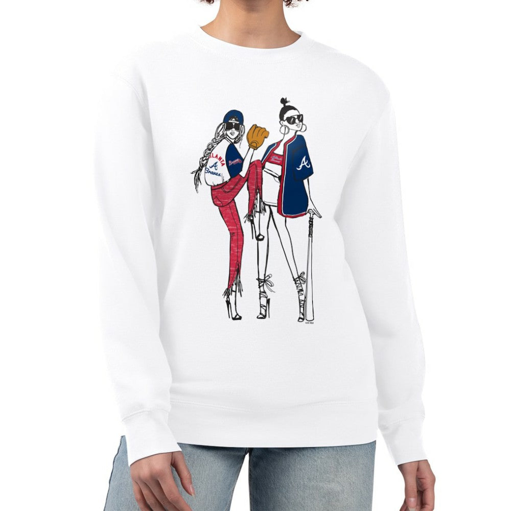 Atlanta Braves G-III 4Her by Carl Banks Women's Baseball Girls Fleece Pullover Sweatshirt - White