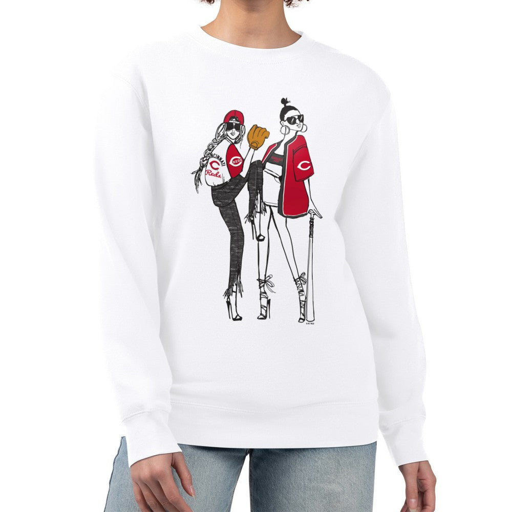 Cincinnati Reds G-III 4Her by Carl Banks Women's Baseball Girls Fleece Pullover Sweatshirt - White