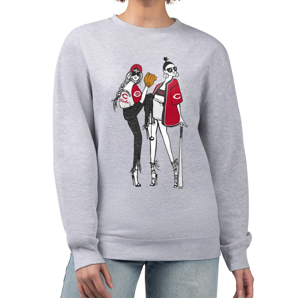Cincinnati Reds G-III 4Her by Carl Banks Women's Baseball Girls Fleece Pullover Sweatshirt - Heather Gray