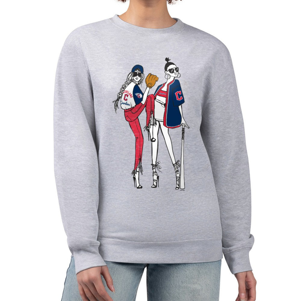 Cleveland Guardians G-III 4Her by Carl Banks Women's Baseball Girls Fleece Pullover Sweatshirt - Heather Gray