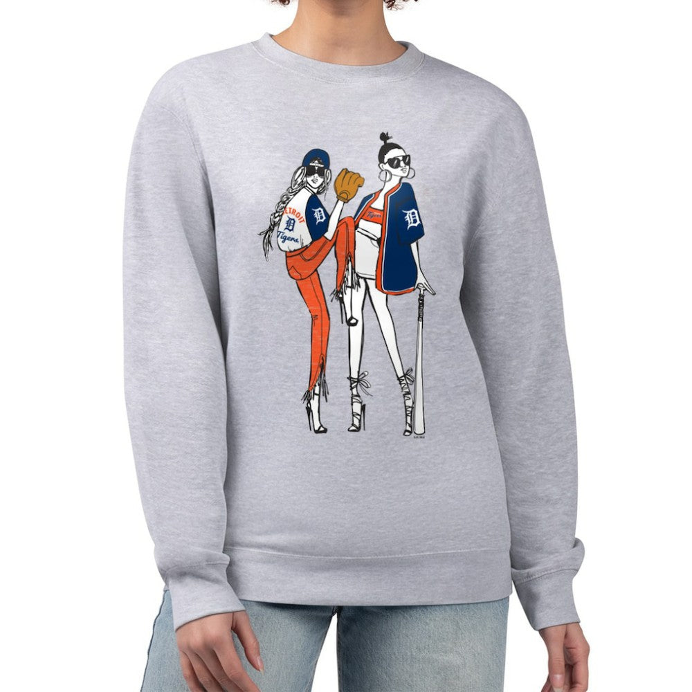 Detroit Tigers G-III 4Her by Carl Banks Women's Baseball Girls Fleece Pullover Sweatshirt - Heather Gray