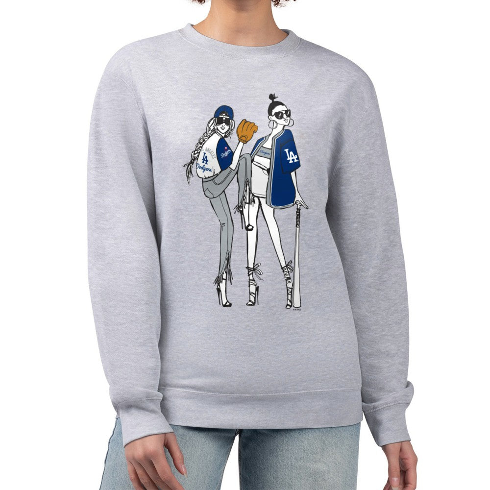 Los Angeles Dodgers G-III 4Her by Carl Banks Women's Baseball Girls Fleece Pullover Sweatshirt - Heather Gray