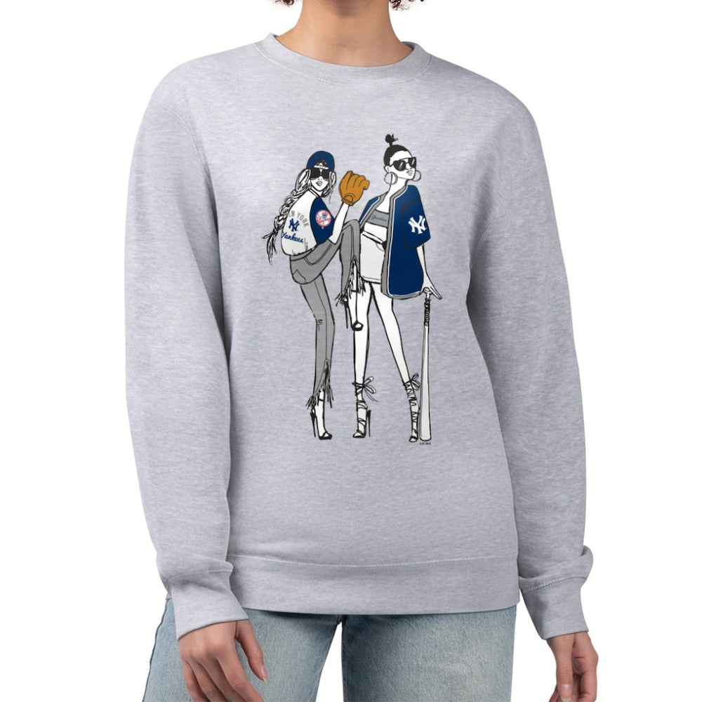 New York Yankees G-III 4Her by Carl Banks Women's Baseball Girls Fleece Pullover Sweatshirt - Heather Gray