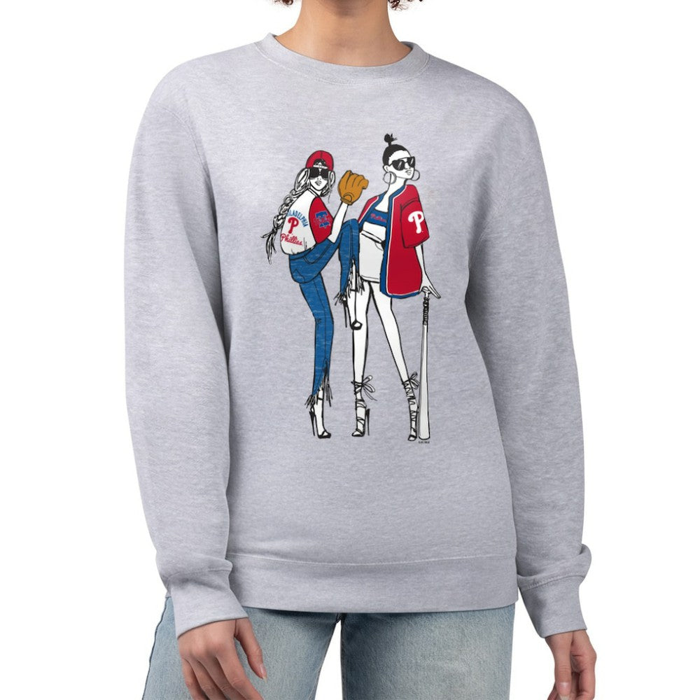 Philadelphia Phillies G-III 4Her by Carl Banks Women's Baseball Girls Fleece Pullover Sweatshirt - Heather Gray