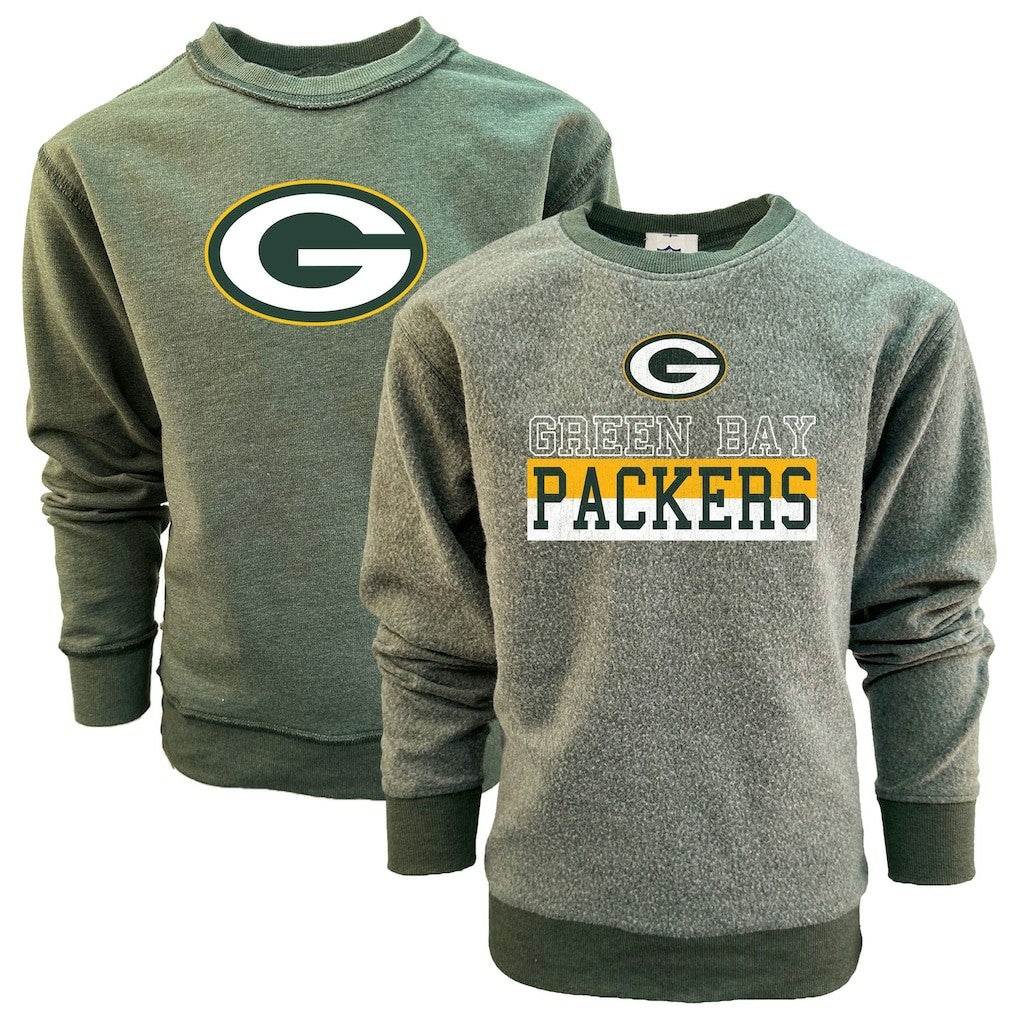 Green Bay Packers Wes & Willy Youth Reversible Fleece Pullover Sweatshirt - Green on sale