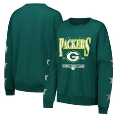 Green Bay Packers Gameday Couture Women's Rhinestone Star Sleeve Settle the Score Oversized Pullover Sweatshirt - Green cheap