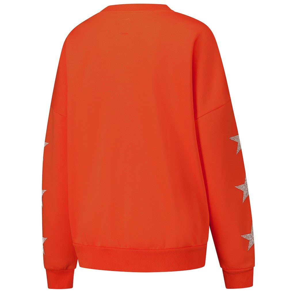 Cleveland Browns Gameday Couture Women's Rhinestone Star Sleeve Settle the Score Oversized Pullover Sweatshirt - Orange outlet
