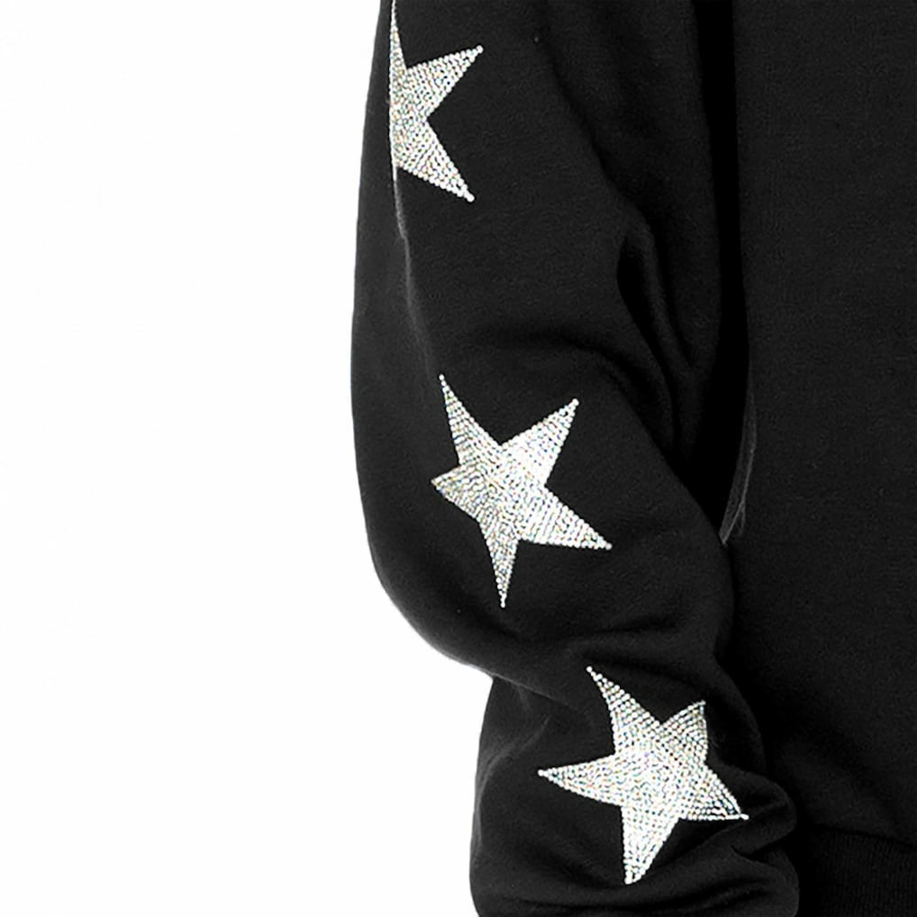 Jacksonville Jaguars Gameday Couture Women's Rhinestone Star Sleeve Settle the Score Oversized Pullover Sweatshirt - Black cheap