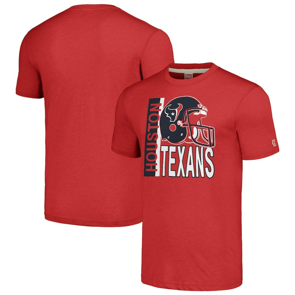 Houston Texans Homage Unisex Helmet Stripe Tri-Blend T-Shirt - Red outlet