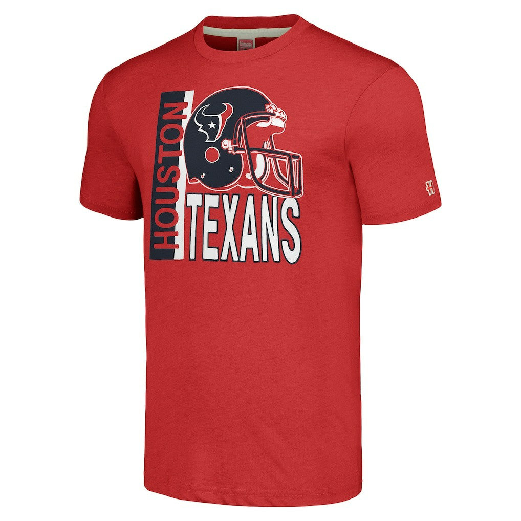 Houston Texans Homage Unisex Helmet Stripe Tri-Blend T-Shirt - Red outlet
