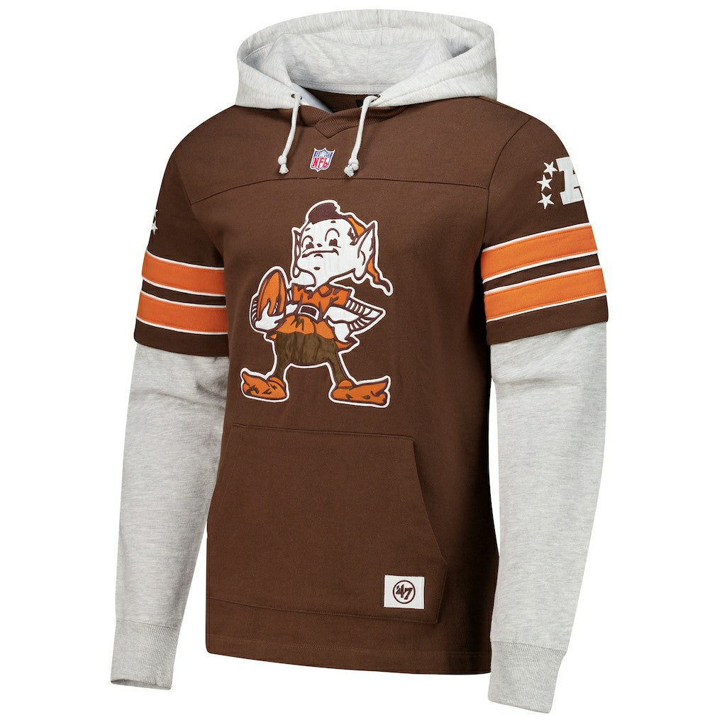 Cleveland Browns '47 Throwback Double Header Blitz Cornerback Hoodie - Brown on sale