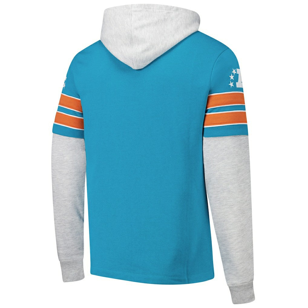 Miami Dolphins '47 Throwback Double Header Blitz Cornerback Hoodie - Aqua sale