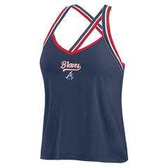 Atlanta Braves WEAR by Erin Andrews Women's Cross Strap Tank Top - Navy