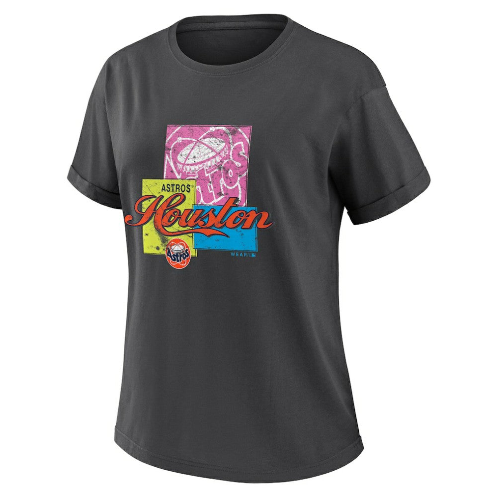 Houston Astros WEAR by Erin Andrews Women's Domestic Box Color Boyfriend T-Shirt - Charcoal